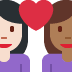 Couple with heart (light skin tone woman, medium-dark skin tone woman)