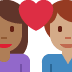 Couple with heart (medium-dark skin tone woman, medium skin tone man)