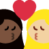 Kiss (dark skin tone woman, medium-light skin tone woman)